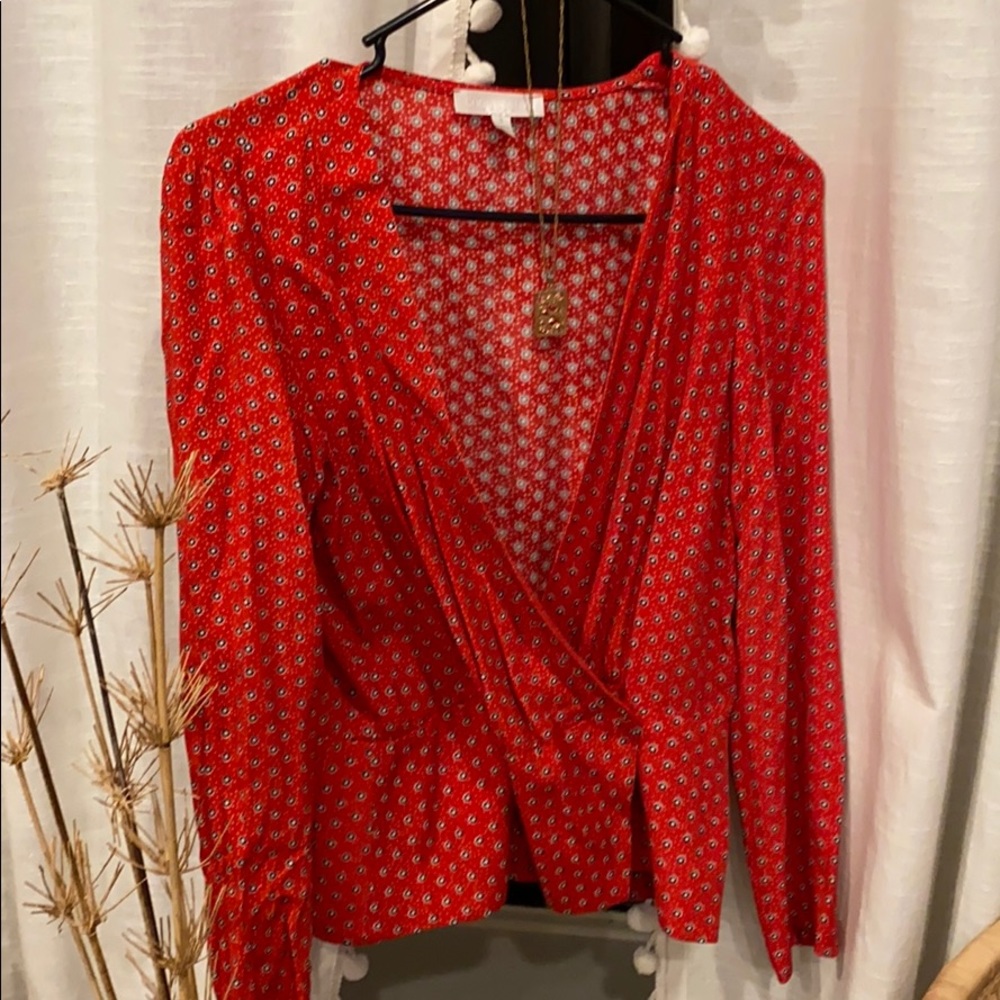 • Boho Flower Plunging Blouse • - Picture 4 of 6